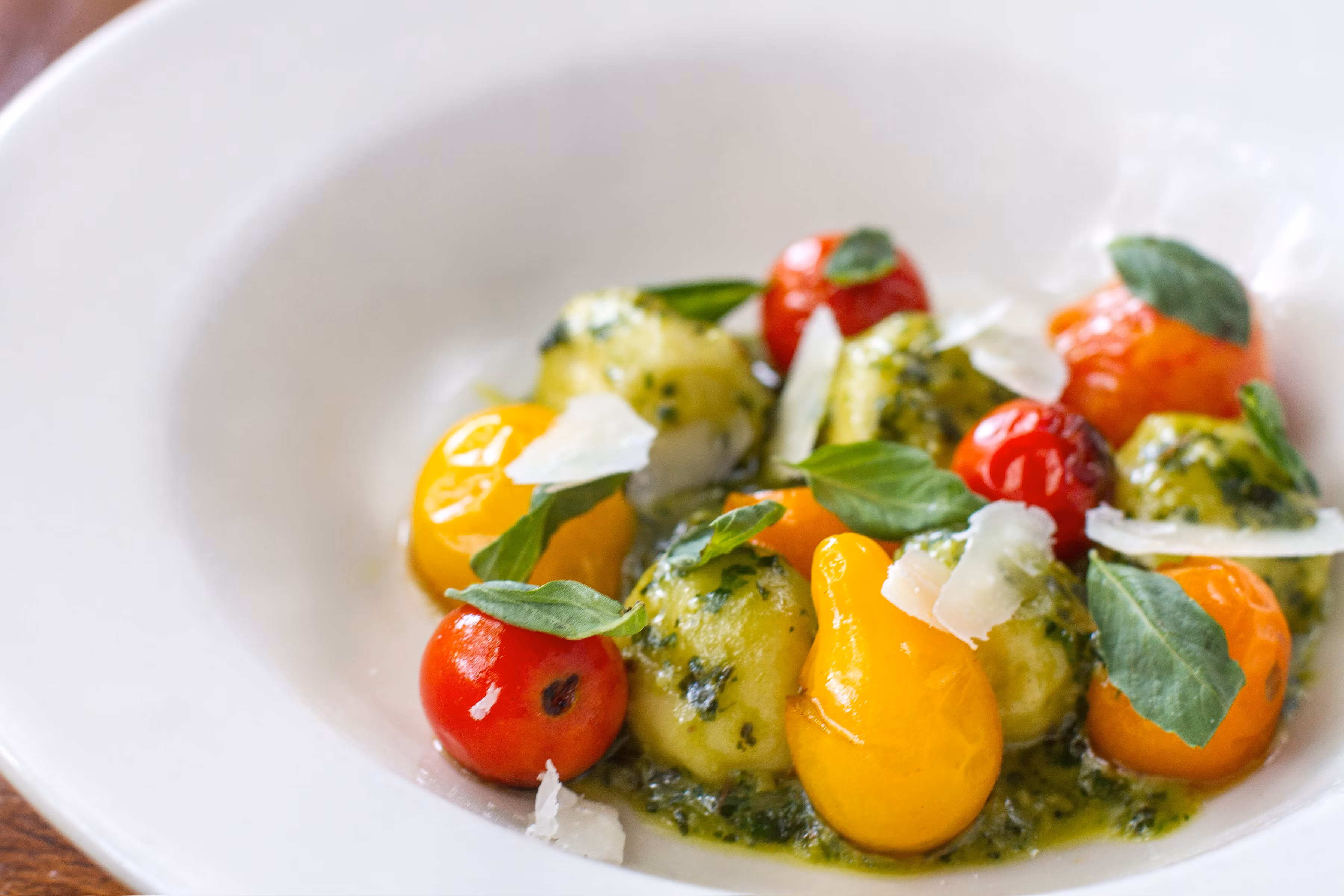 Gourmet salad with tomatoes and basil