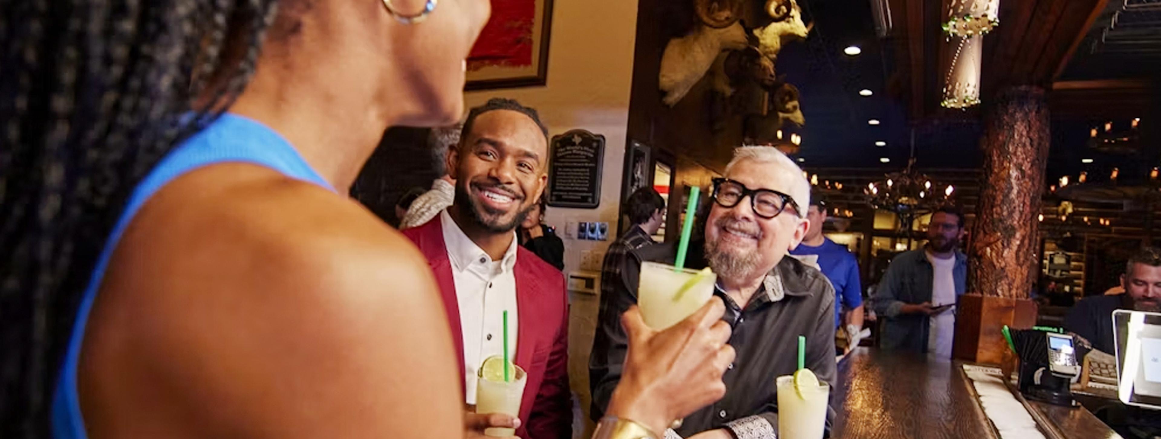 Friends socialising at a bar